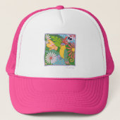 Frida Kahlo Parrot Graphic Trucker Pet (Voorkant)
