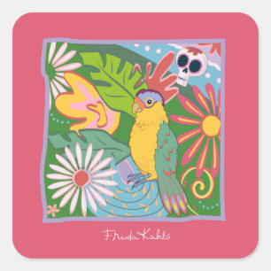 Frida Kahlo Parrot Graphic Vierkante Sticker