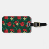 Frida Kahlo | Patroon rood en gouden Roos Bagagelabel (Voorkant horizontaal)