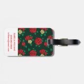 Frida Kahlo | Patroon rood en gouden Roos Bagagelabel (Achterkant horizontaal)