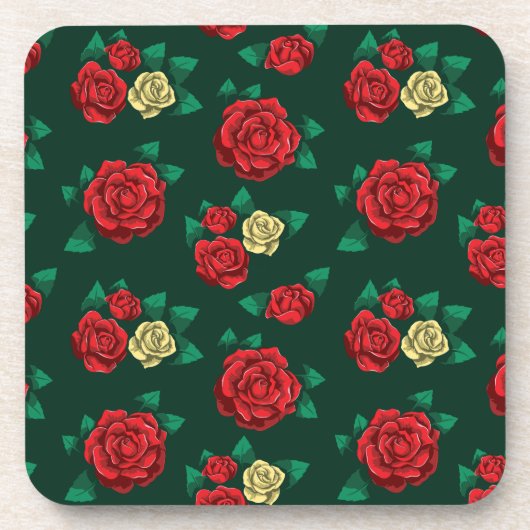 Frida Kahlo | Patroon rood en gouden Roos Bier Onderzetter (Voorkant)