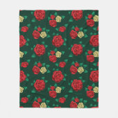 Frida Kahlo | Patroon rood en gouden Roos Fleece Deken (Voorkant)