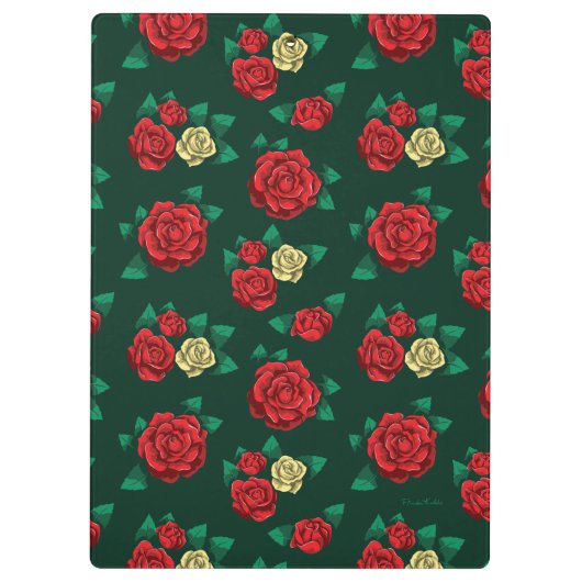 Frida Kahlo | Patroon rood en gouden Roos Klembord (Achterkant)