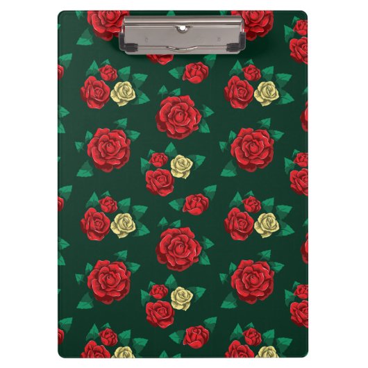 Frida Kahlo | Patroon rood en gouden Roos Klembord (Voorkant)