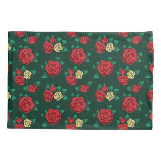 Frida Kahlo | Patroon rood en gouden Roos Kussensloop (Achterkant-Links)