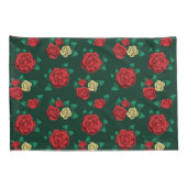 Frida Kahlo | Patroon rood en gouden Roos Kussensloop (Achterkant-Rechts)