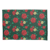 Frida Kahlo | Patroon rood en gouden Roos Kussensloop (Voorkant-Links)