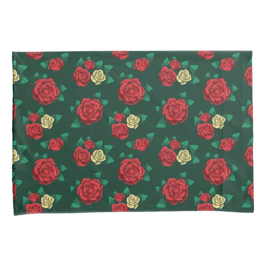 Frida Kahlo | Patroon rood en gouden Roos Kussensloop (Voorkant-Rechts)