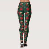 Frida Kahlo | Patroon rood en gouden Roos Leggings (Achterkant)