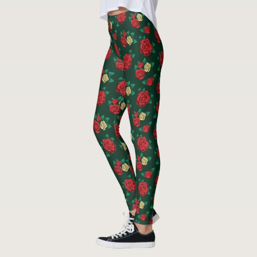 Frida Kahlo | Patroon rood en gouden Roos Leggings (Links)