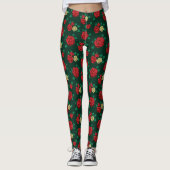 Frida Kahlo | Patroon rood en gouden Roos Leggings (Voorkant)