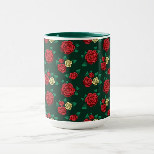 Frida Kahlo | Patroon rood en gouden Roos Mok (Midden)