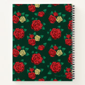 Frida Kahlo | Patroon rood en gouden Roos Notitieboek (Achterkant)