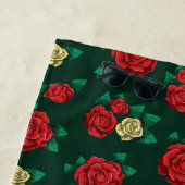 Frida Kahlo | Patroon rood en gouden Roos Strandlaken (In situ)