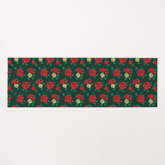 Frida Kahlo | Patroon rood en gouden Roos Yogamat (Voorkant (horizontaal))