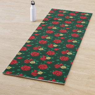 Frida Kahlo Patroon rood en gouden Roos Yogamat
