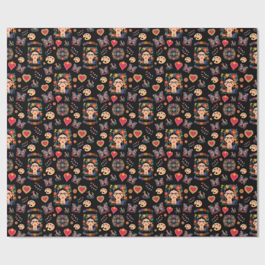 Frida Kahlo Pattern, Mexico, Artiest Gift Cadeaupapier (Vlak)