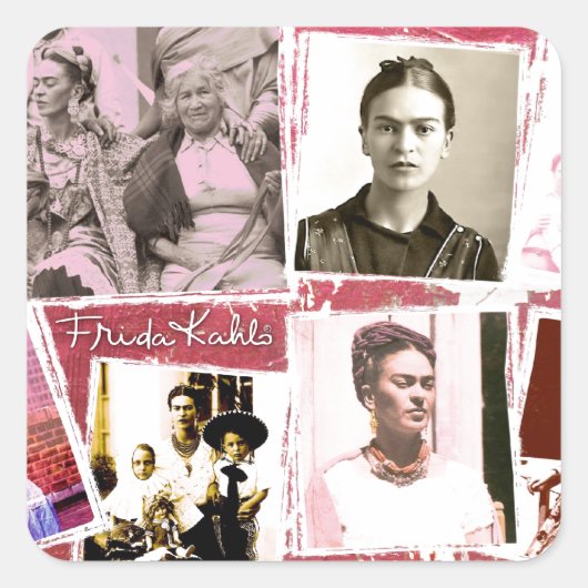 Frida Kahlo Photo Montage Vierkante Sticker (Voorkant)