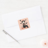 Frida Kahlo Pink Pasteloween Spooky Cute Halloween Vierkante Sticker (Envelop)