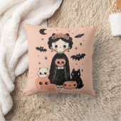 Frida Kahlo Pink Pasteloween Spooky Schattige Hall Kussen (Deken)