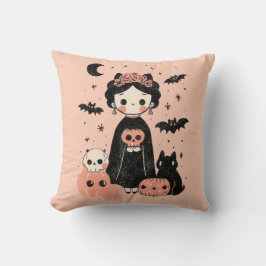 Frida Kahlo Pink Pasteloween Spooky Schattige Hall Kussen