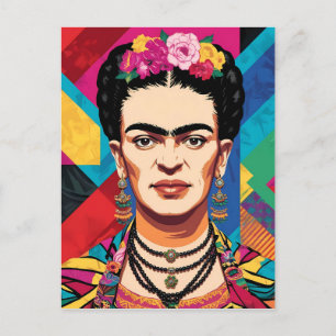 Frida Kahlo Pop Art Portrait – Levendige kleuren Briefkaart