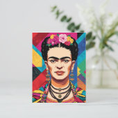 Frida Kahlo Pop Art Portrait – Levendige kleuren Briefkaart (Staand voorkant)