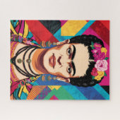 Frida Kahlo Pop Art Portrait – Levendige kleuren Legpuzzel (Horizontaal)