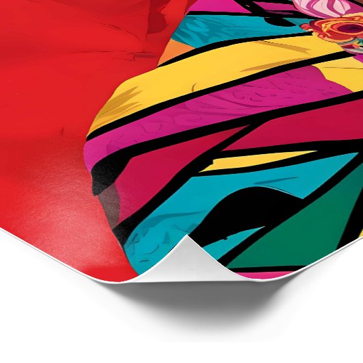 Frida Kahlo Pop Art Portrait – Levendige kleuren Perfect Poster (Hoek)