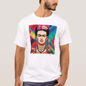Frida Kahlo Pop Art Portrait – Levendige kleuren T-shirt (Voorkant)