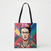 Frida Kahlo Pop Art Portrait – Levendige kleuren Tote Bag (Voorkant)