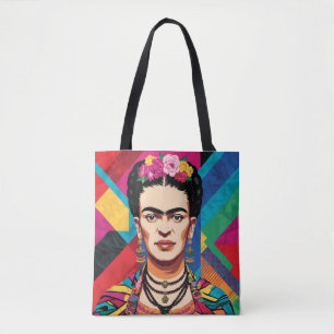 Frida Kahlo Pop Art Portrait – Levendige kleuren Tote Bag
