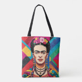 Frida Kahlo Pop Art Portrait – Levendige kleuren Tote Bag (Achterkant)