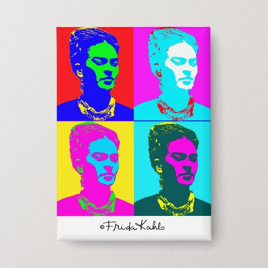 Frida Kahlo Pop Art-portret Button (Voorkant)