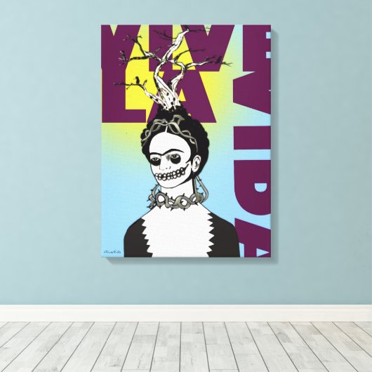 Frida Kahlo Pop Art Portret Canvas Afdruk (Insitu (Houten vloer))