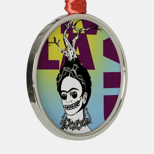 Frida Kahlo Pop Art Portret Metalen Ornament (Rechts)