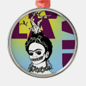 Frida Kahlo Pop Art Portret Metalen Ornament (Voorkant)