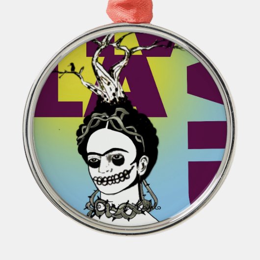 Frida Kahlo Pop Art Portret Metalen Ornament (Voorkant)