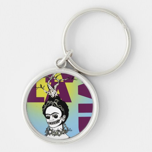 Frida Kahlo Pop Art Portret Sleutelhanger (Voorkant)