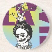 Frida Kahlo Pop Art Portret Zandsteen Onderzetter (Voorkant)