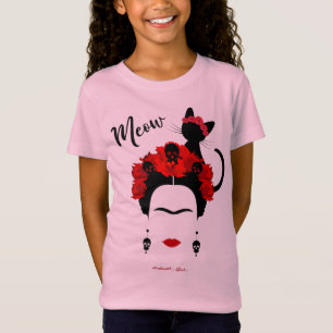 Frida Kahlo portret en schattige meow Mexicaanse k T-shirt