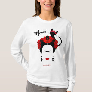 Frida Kahlo portret en schattige Mexicaanse kat T-shirt