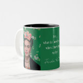  Frida Kahlo Portretten met Aangepaste Quote Tweekleurige Koffiemok (Voorkant links)