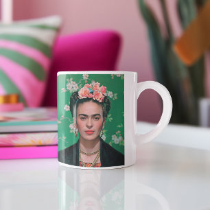 Frida Kahlo Portretten met Aangepaste Quote Tweekleurige Koffiemok