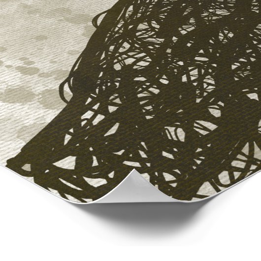 FRIDA KAHLO poster met handgetekende krabbel (Hoek)