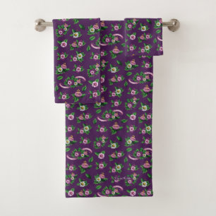 Frida Kahlo   Purlpe Floral Bouquet Pattern Bad Handdoek