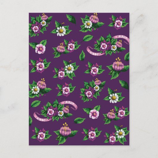 Frida Kahlo | Purlpe Floral Bouquet Pattern Briefkaart (Voorkant)