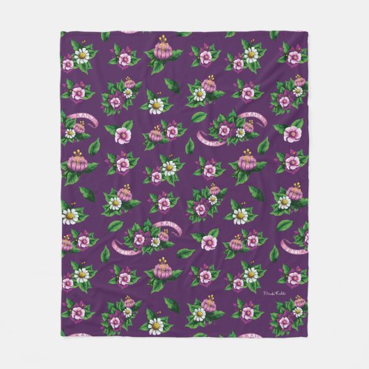 Frida Kahlo | Purlpe Floral Bouquet Pattern Fleece Deken (Voorkant)