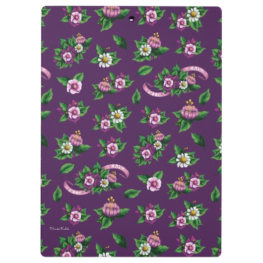 Frida Kahlo | Purlpe Floral Bouquet Pattern Klembord (Achterkant)