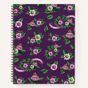 Frida Kahlo   Purlpe Floral Bouquet Pattern Notitieboek